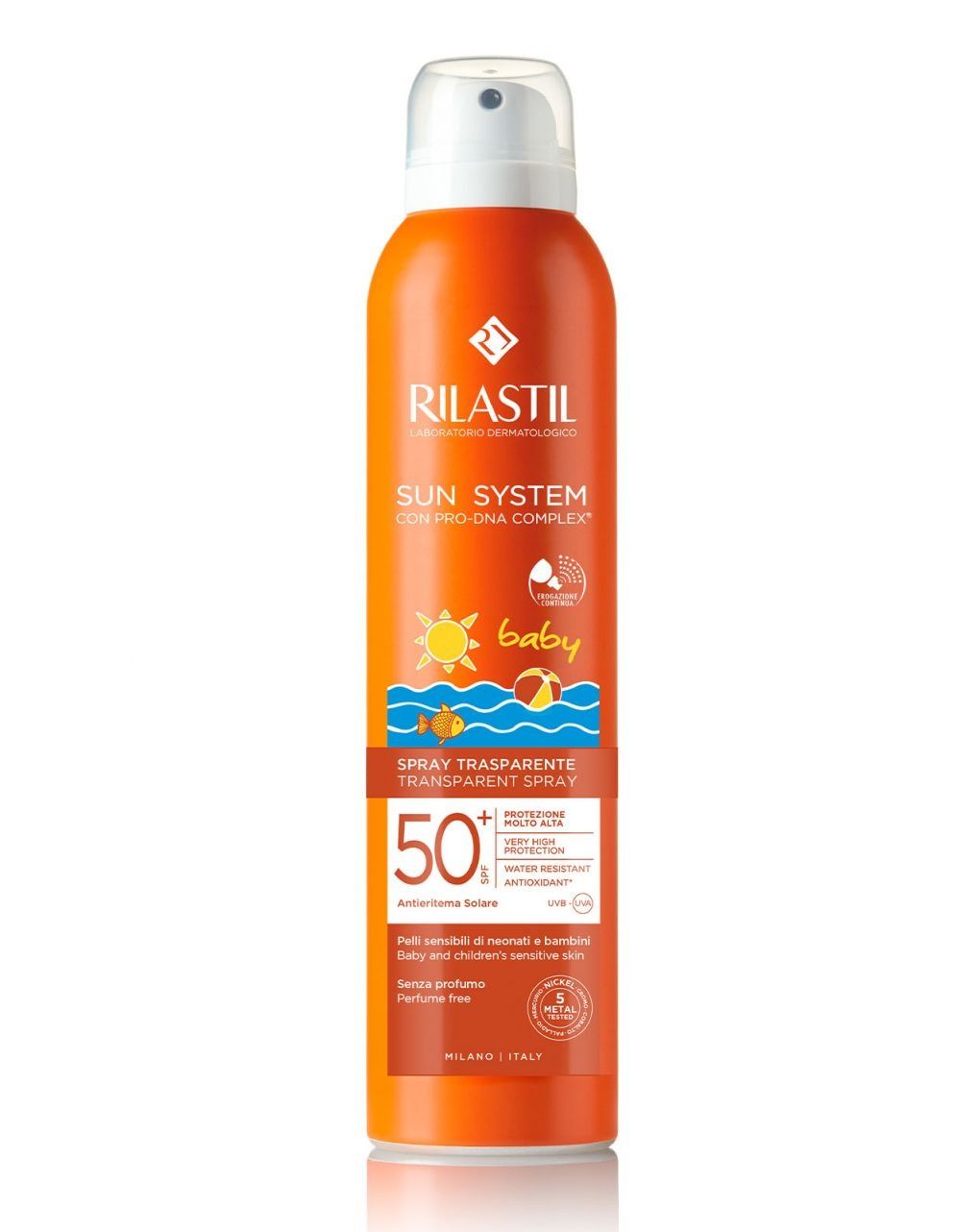 Sun system baby spray transparent spf 50e 200ml - rilastil
