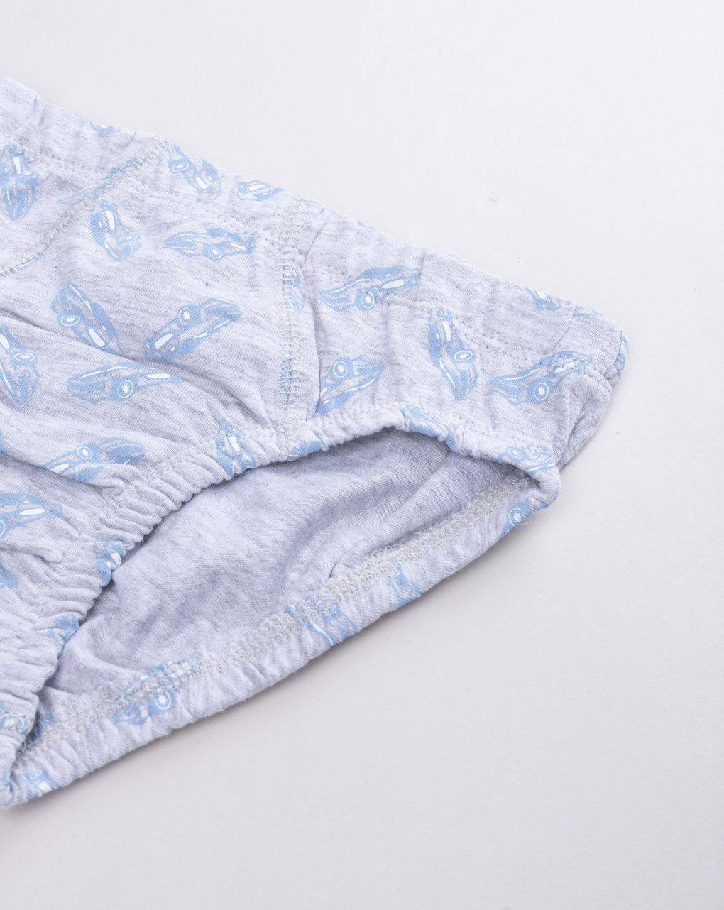 Slip bambino in cotone grigio melange con stampa macchinine