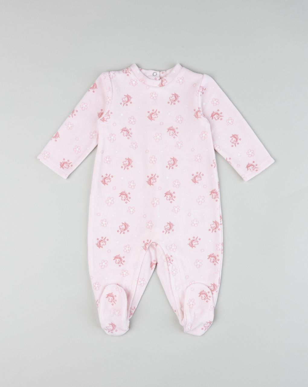 Tutina ciniglia con piedi bimba rosa "unicorni"
