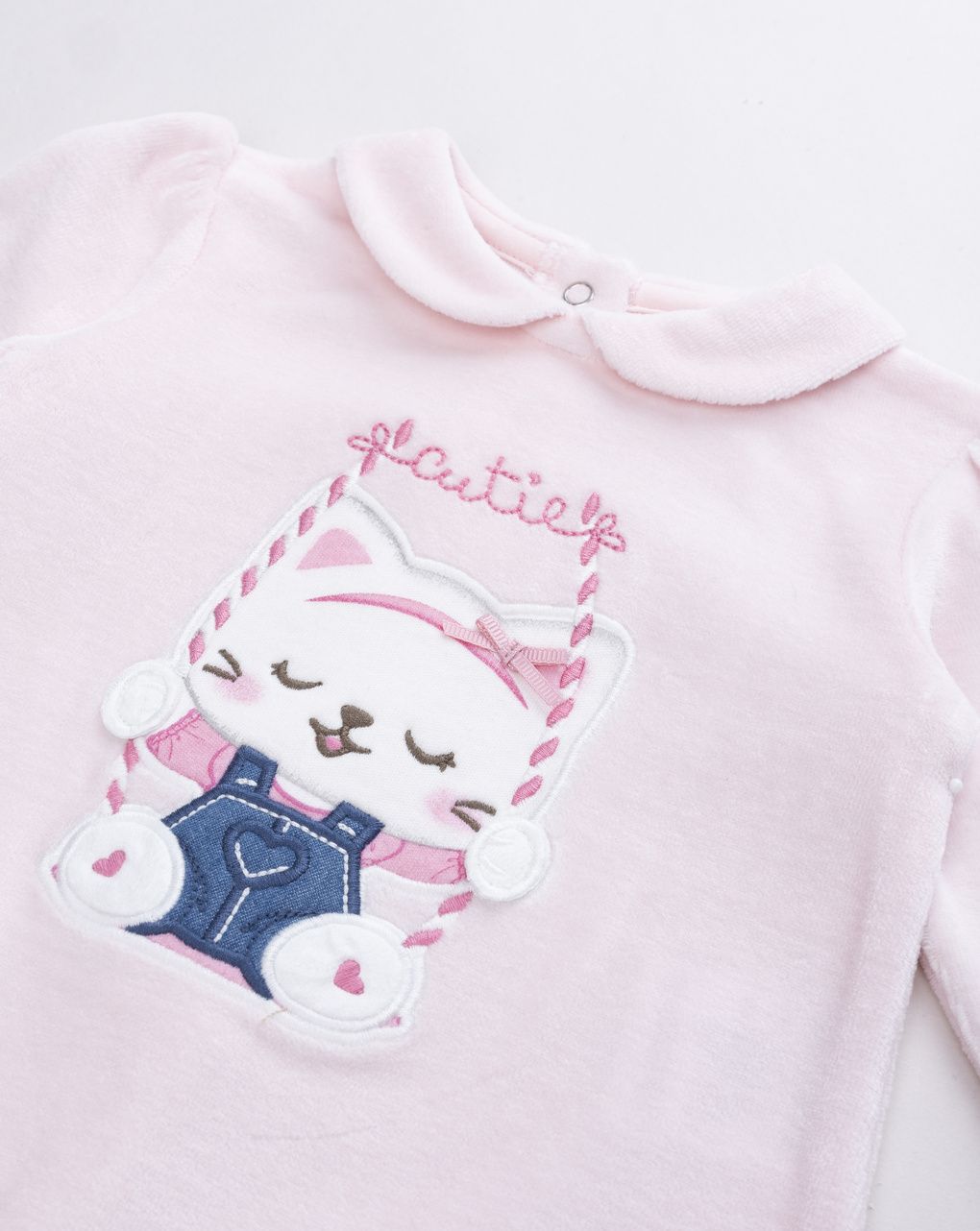 Tutina bimba rosa in ciniglia gatto