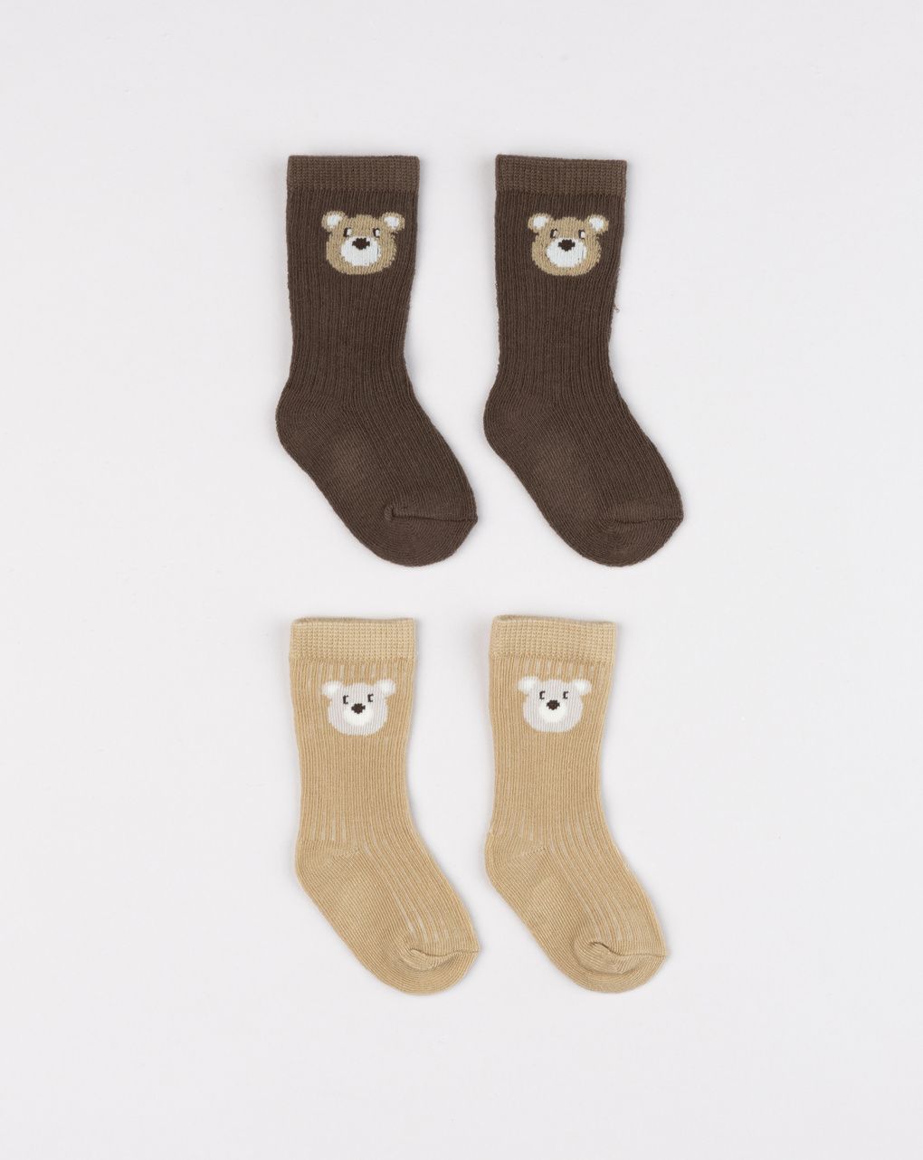 Pack 2 calze bimbo caldo cotone marrone orsetto