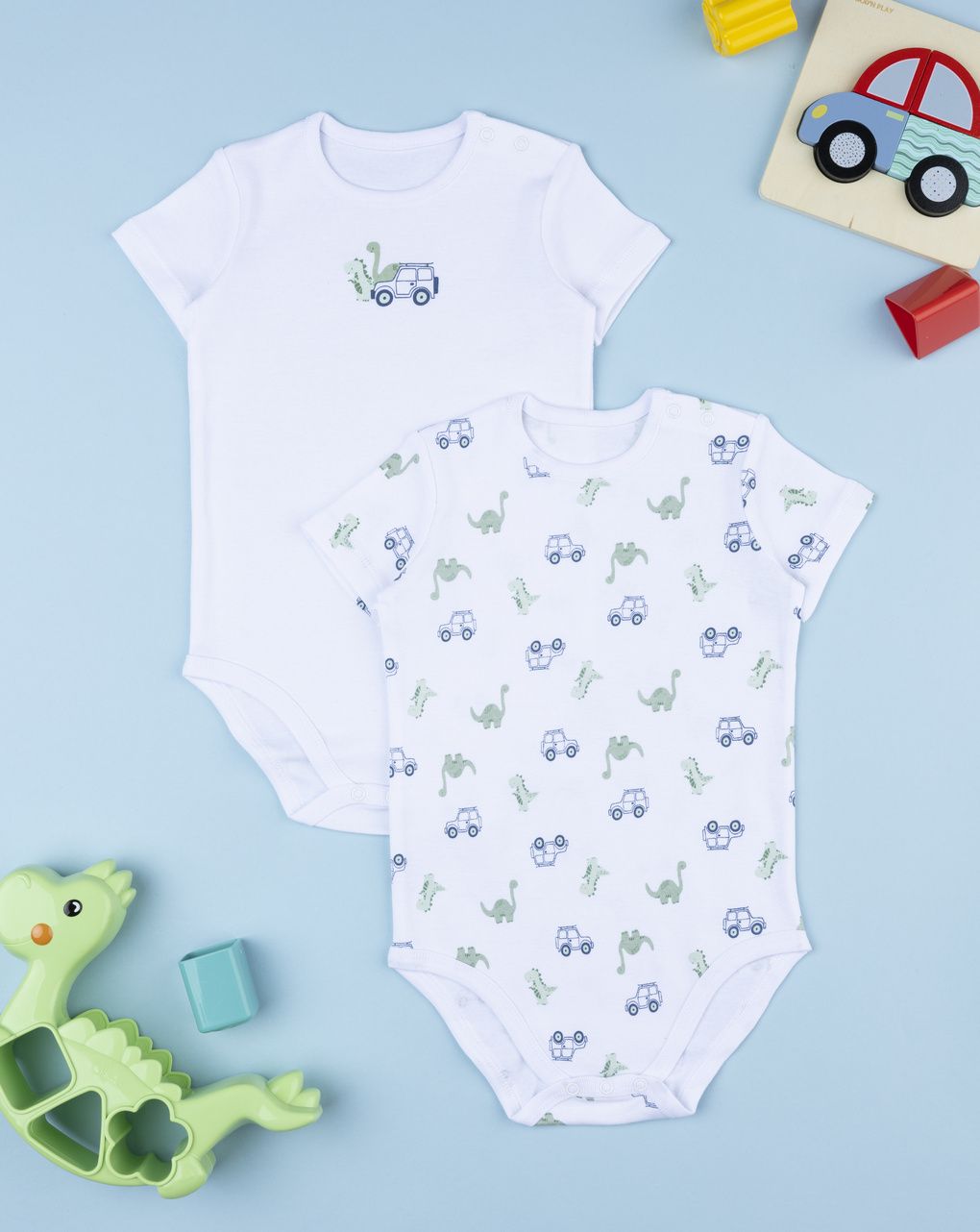 Pack 2 body bimbo bianco dinosauri