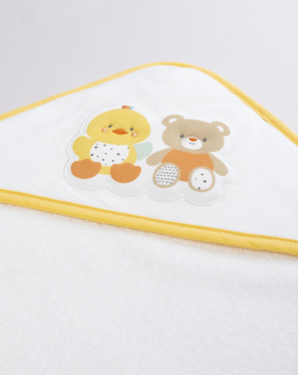 Accappatoio baby smile con patch applicata panna unisex