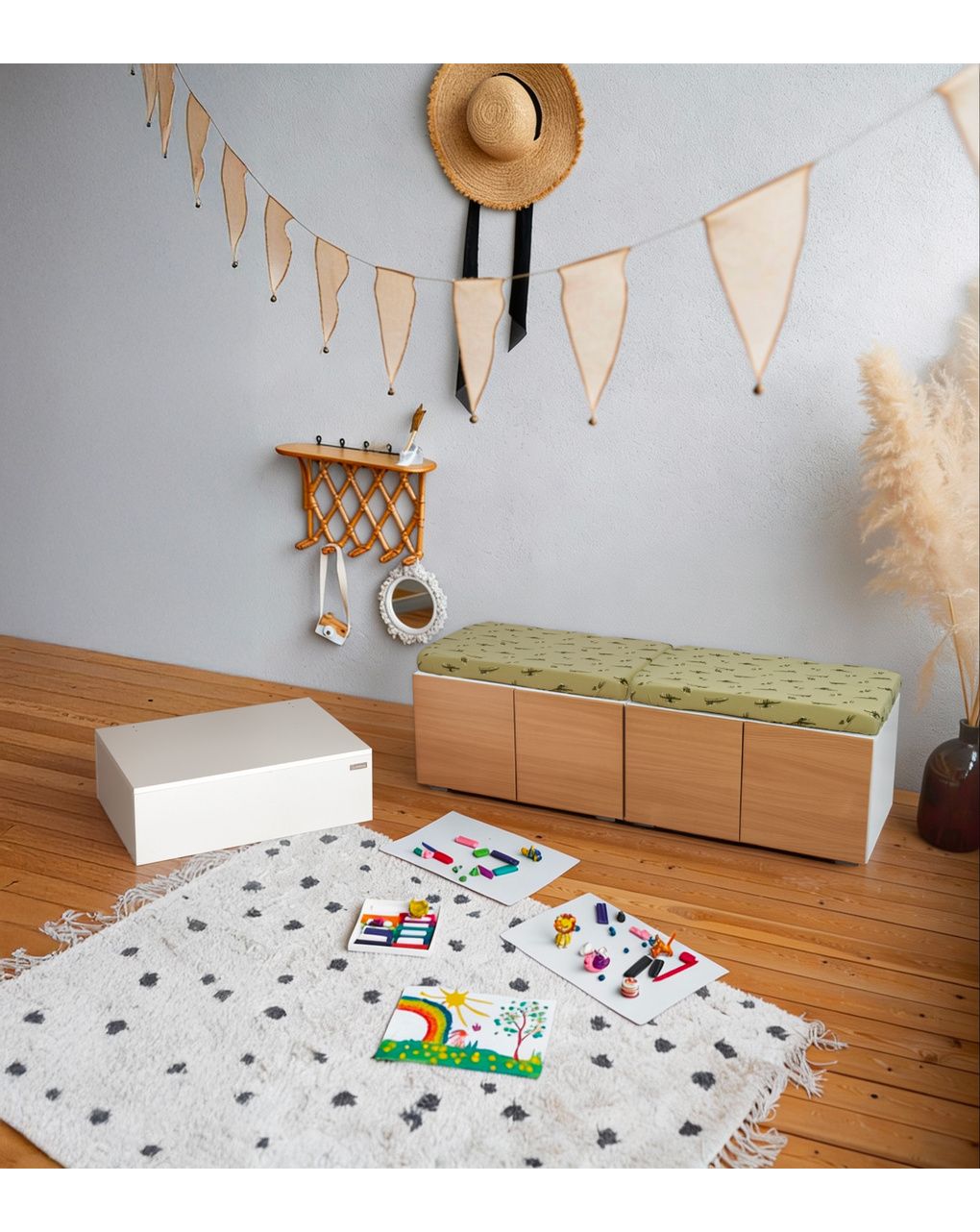 Sistema modulare domino struttura bianca + 2 ante naturali - italbaby
