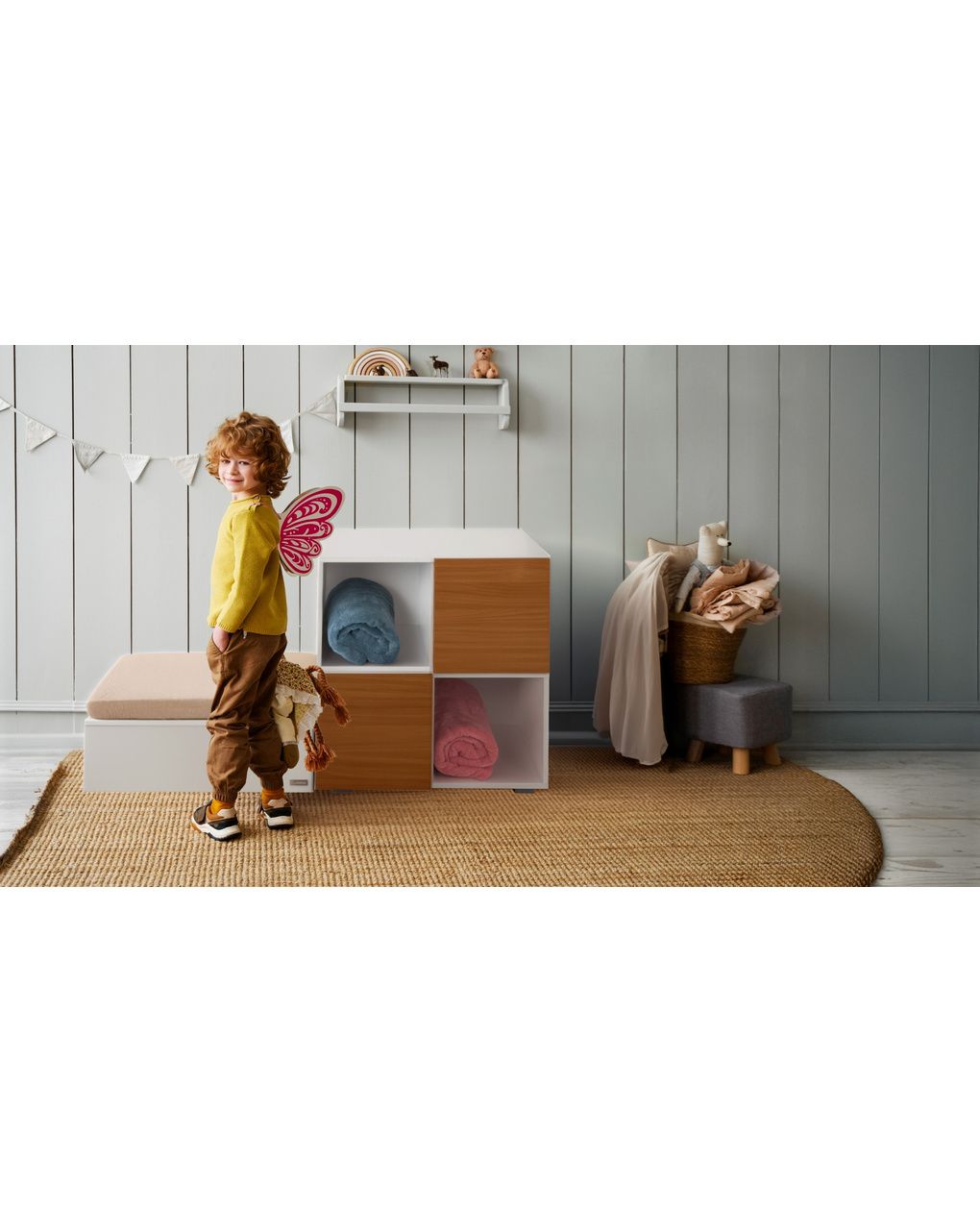 Sistema modulare domino struttura bianca + 2 ante naturali - italbaby