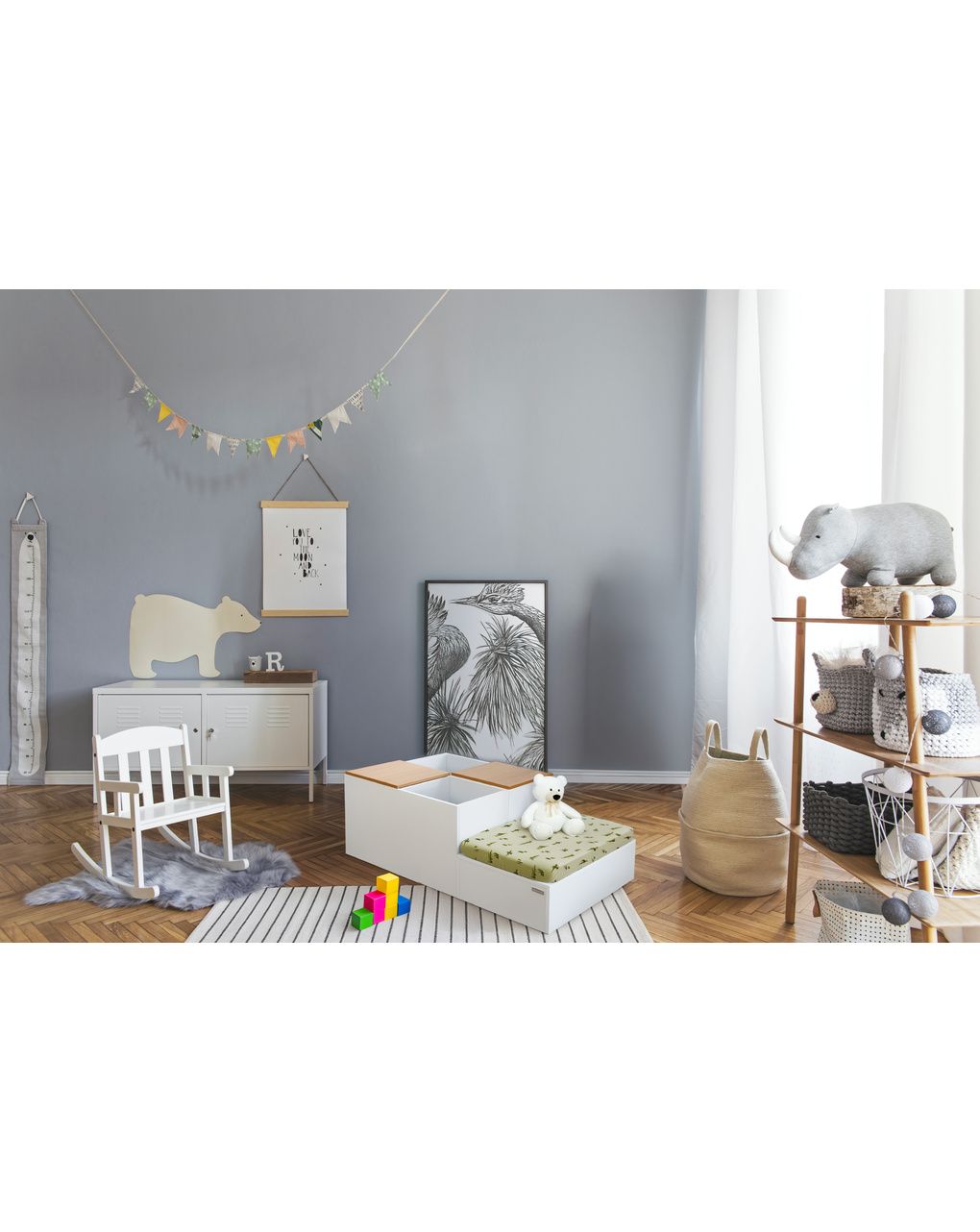 Sistema modulare domino struttura bianca + 2 ante naturali - italbaby
