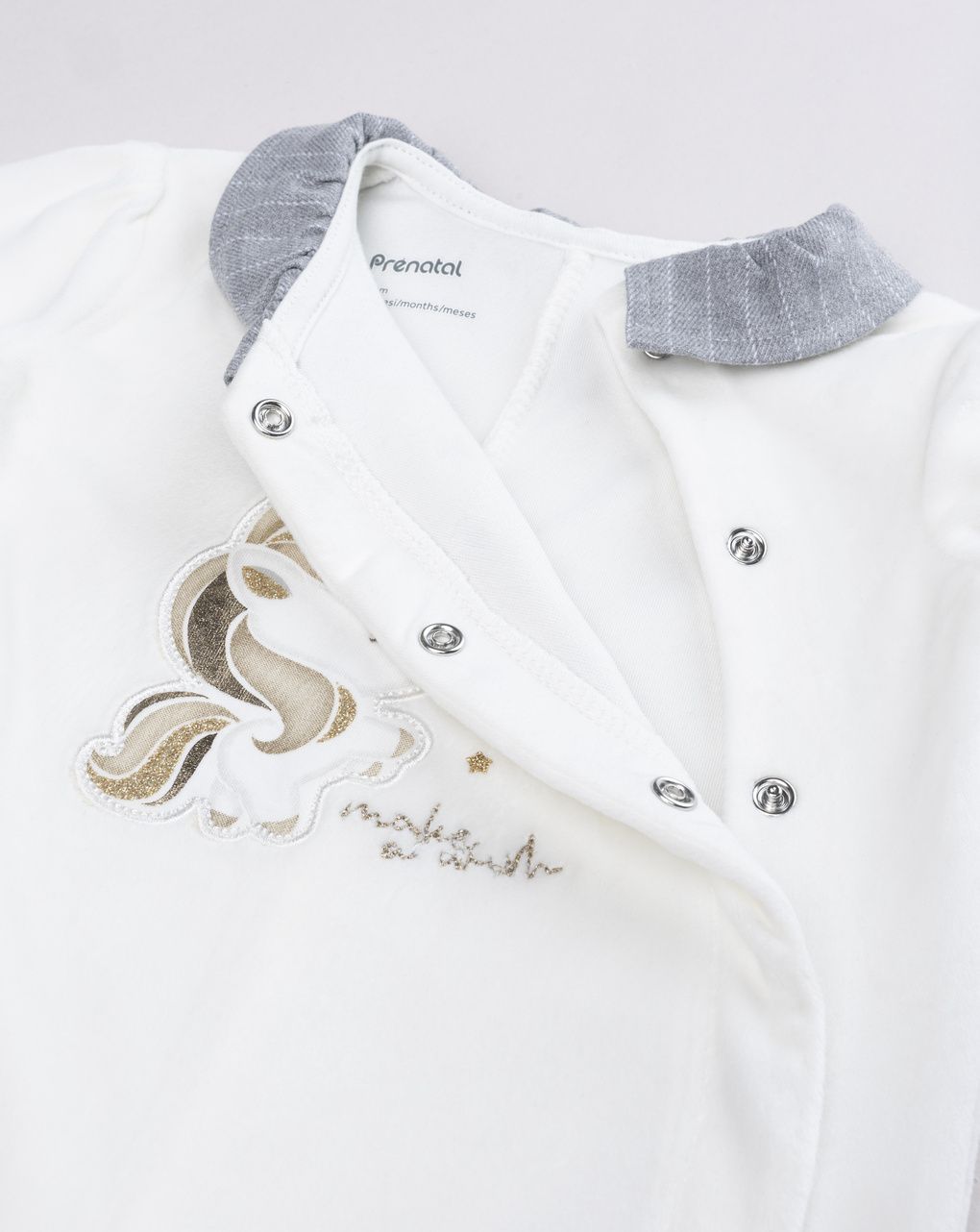 Tutina neonata in ciniglia unicorno "make a wish"