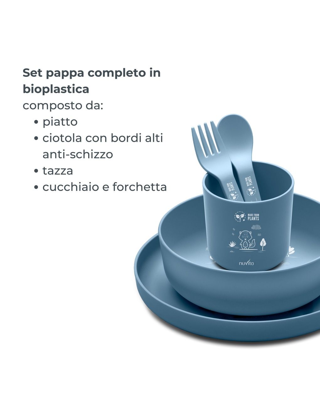 Set pappa in bioplastica - 8465 / sage green - nuvita