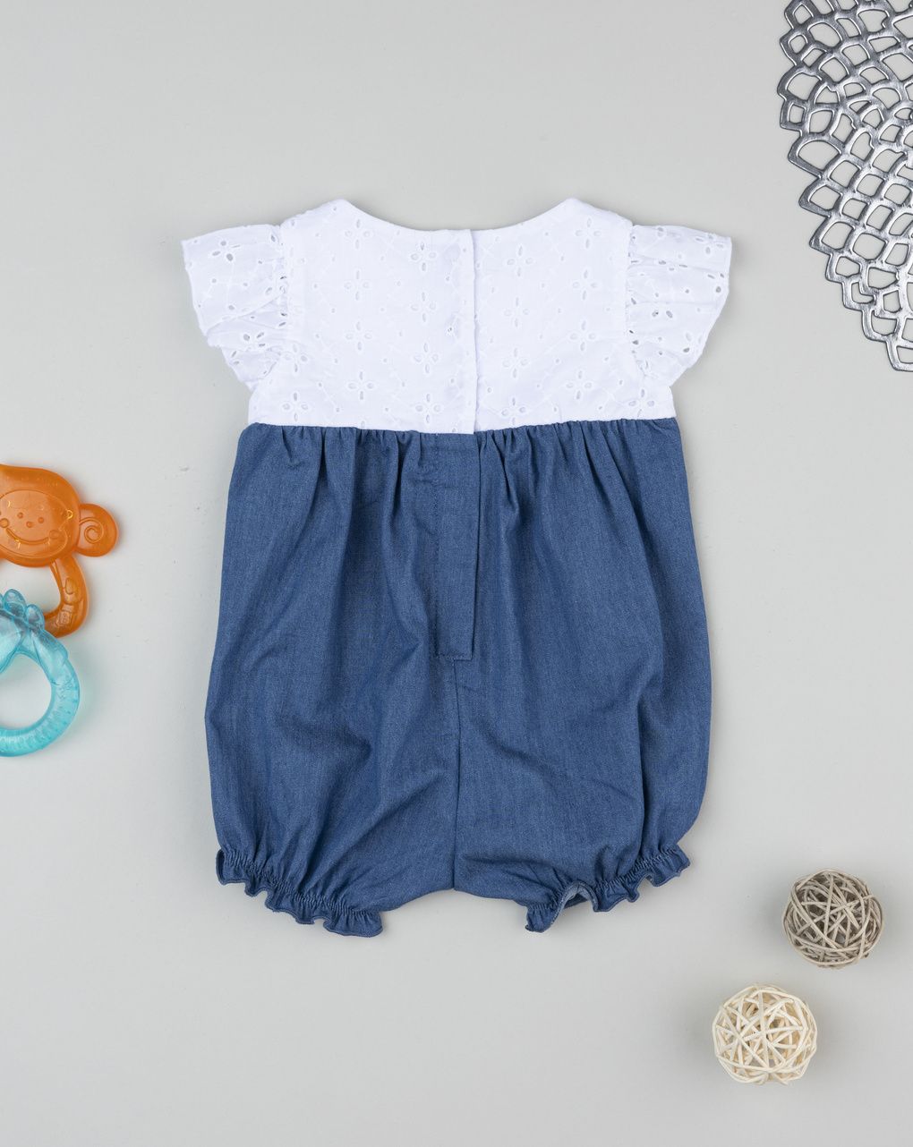 Pagliaccetto bimba blu/bianco denim