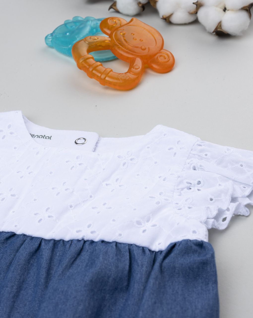 Pagliaccetto bimba blu/bianco denim