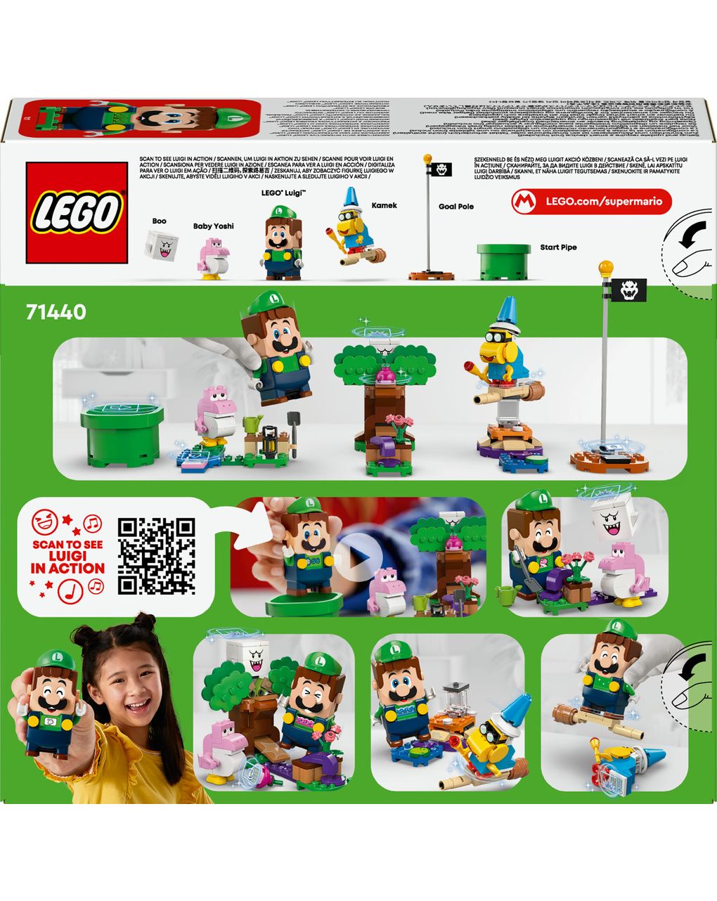 Lego super mario 71440 avventure di lego luigi interattivo, giocattolo con 4 personaggi nintendo da collezione per bambini 6+