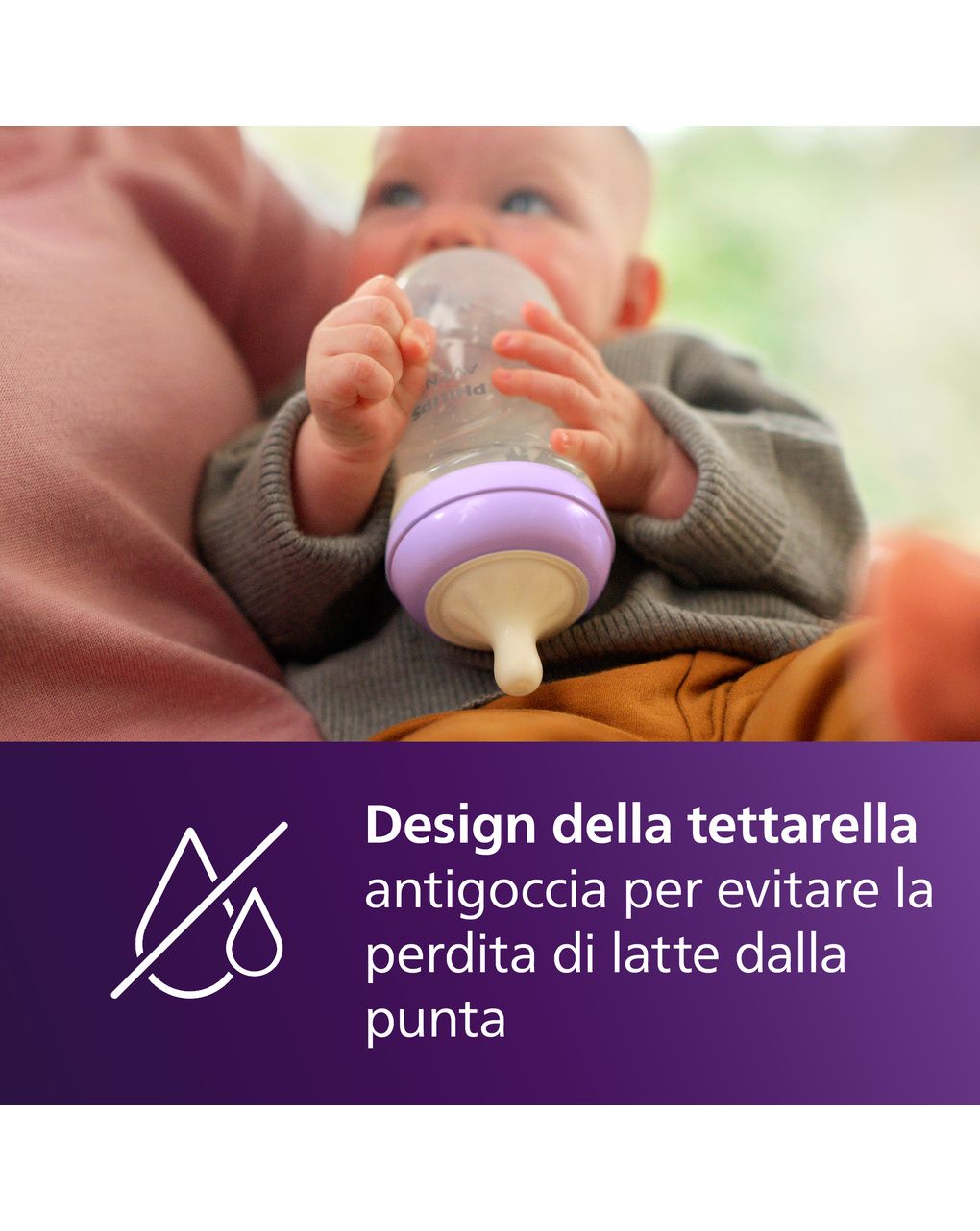 Biberon natural response  tettarella a flusso medio 260ml 3-6 mesi - philips avent
