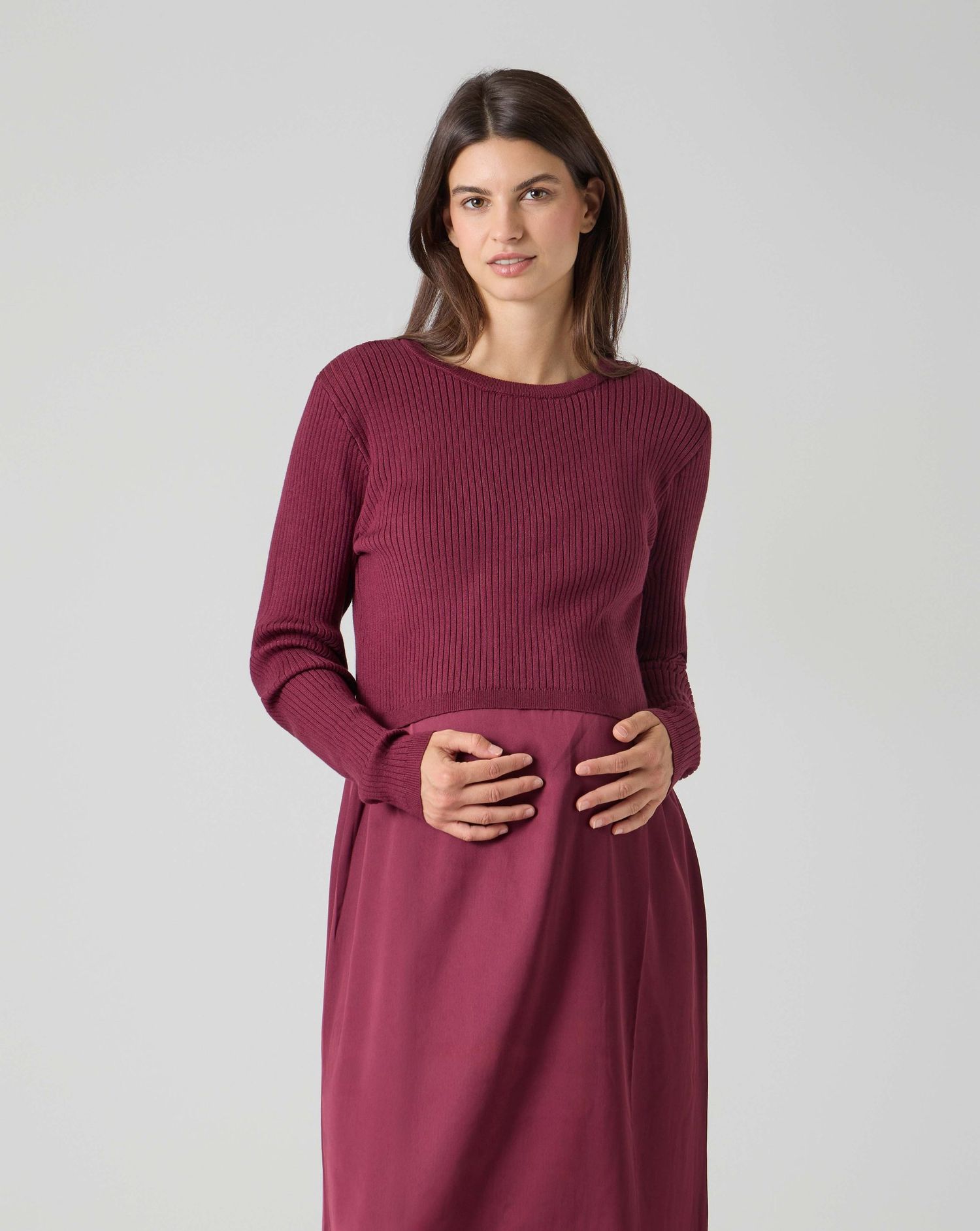 Completo aito allattamento e maglione bordeaux