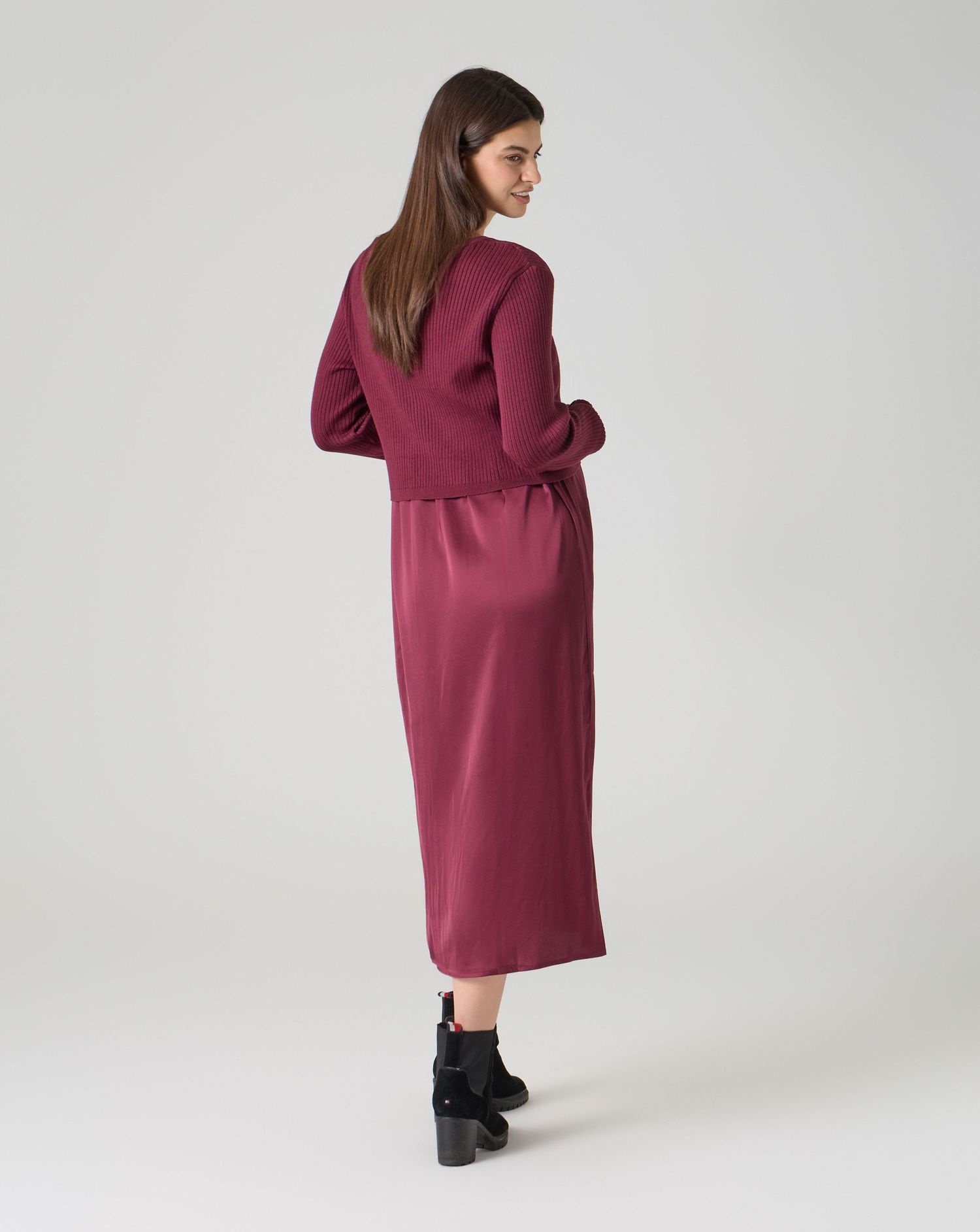 Completo aito allattamento e maglione bordeaux