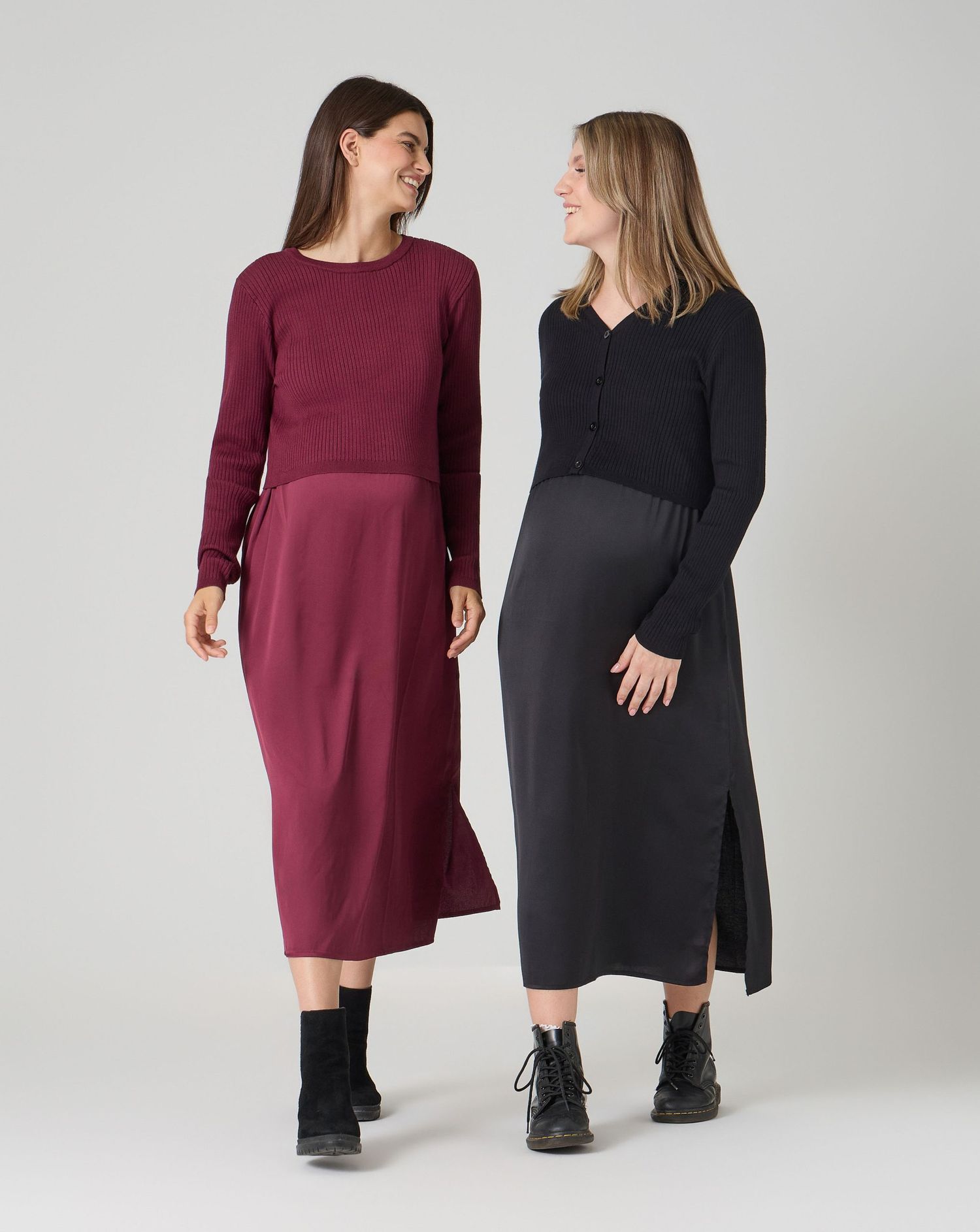 Completo aito allattamento e maglione bordeaux