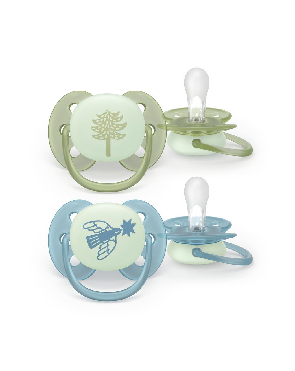 Succhietto ultra soft notte 0-6m cappuccio fluorescente no bpa per pelli sensibili - philips avent