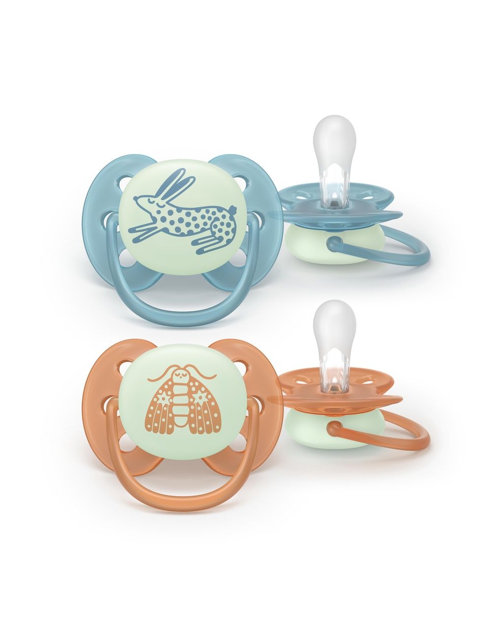 Succhietto ultra soft notte 0-6m cappuccio fluorescente no bpa per pelli sensibili - philips avent