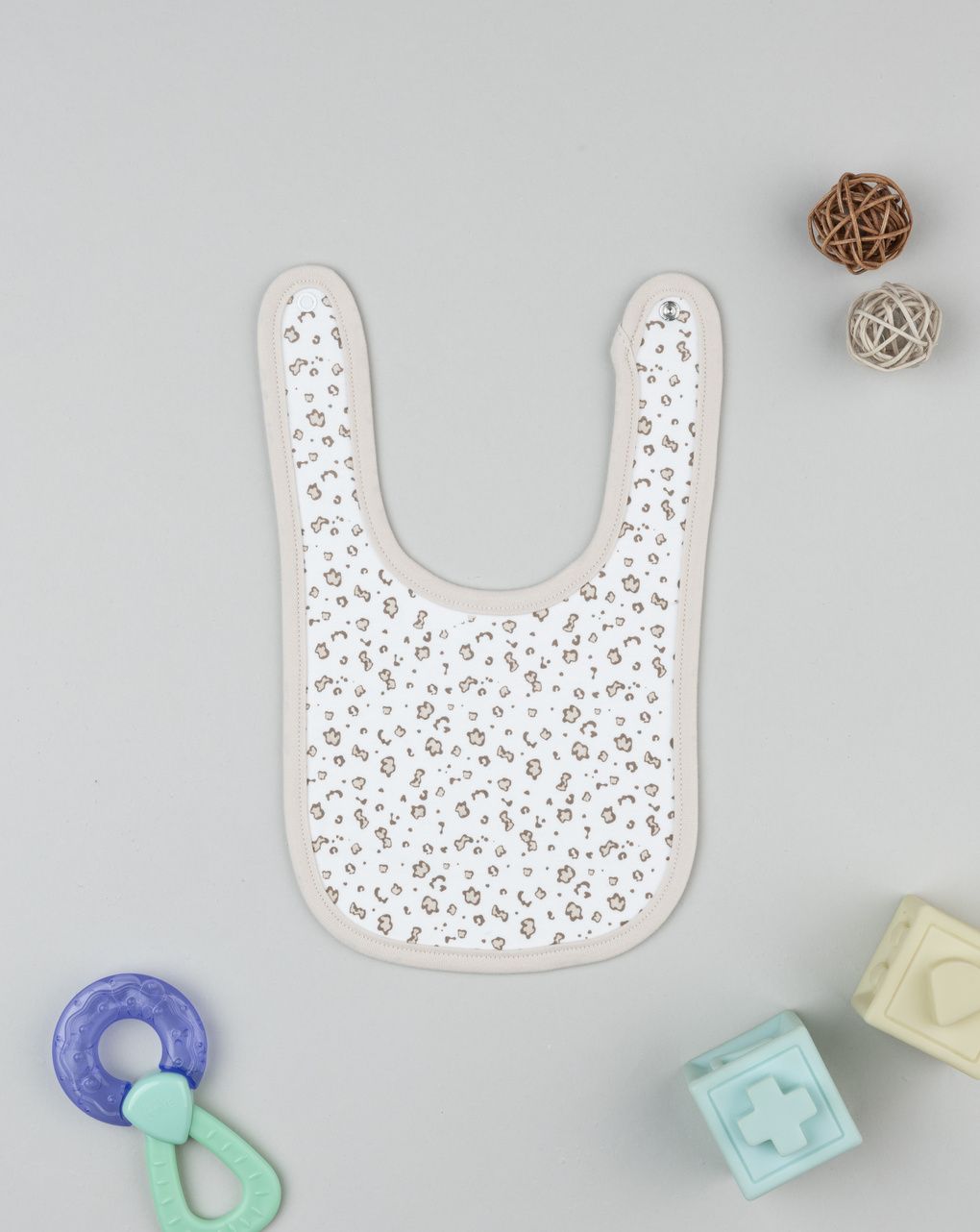 Bavaglino bimba panna/beige con allover