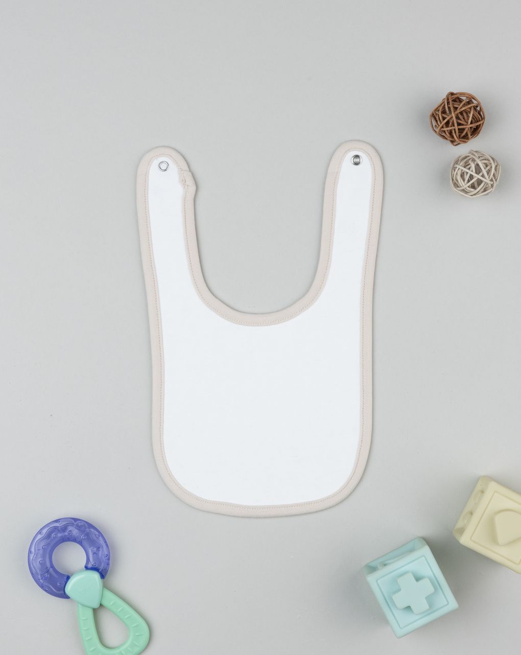 Bavaglino bimba panna/beige con allover