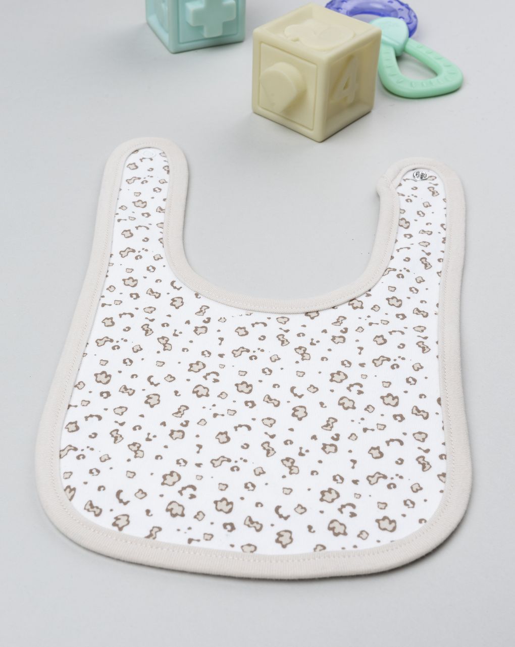 Bavaglino bimba panna/beige con allover