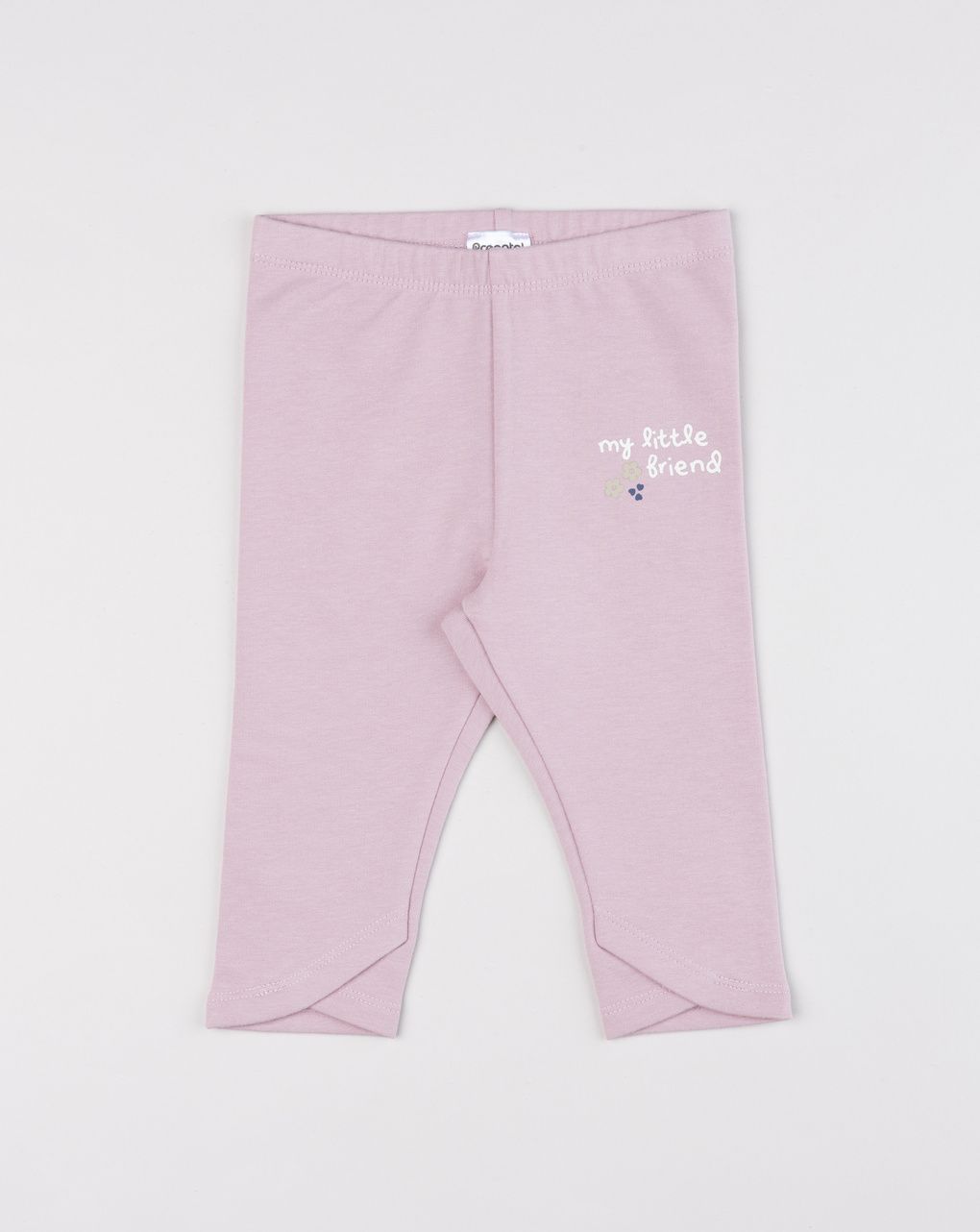 Legging garzati fiori e testo my little friend rosa chiaro bimba