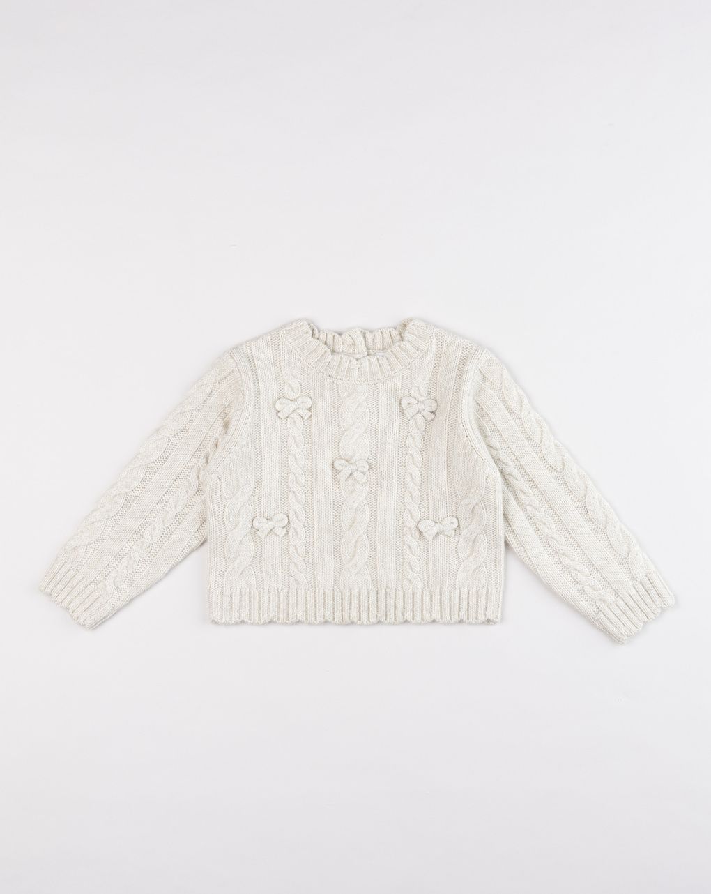 Maglione tricot bimba beige fiocchi