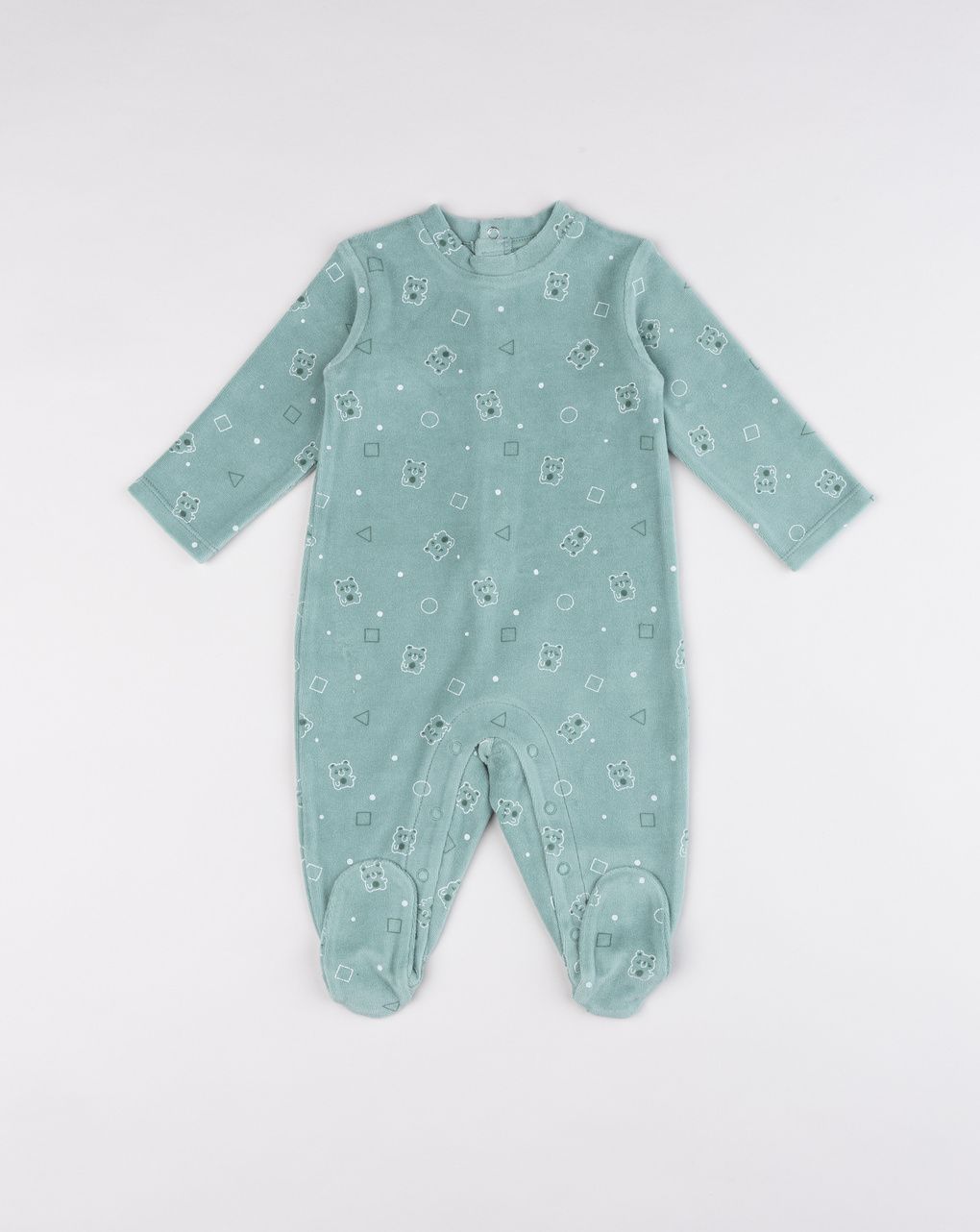Tutina ciniglia con piedi bimbo verde "orsetti"
