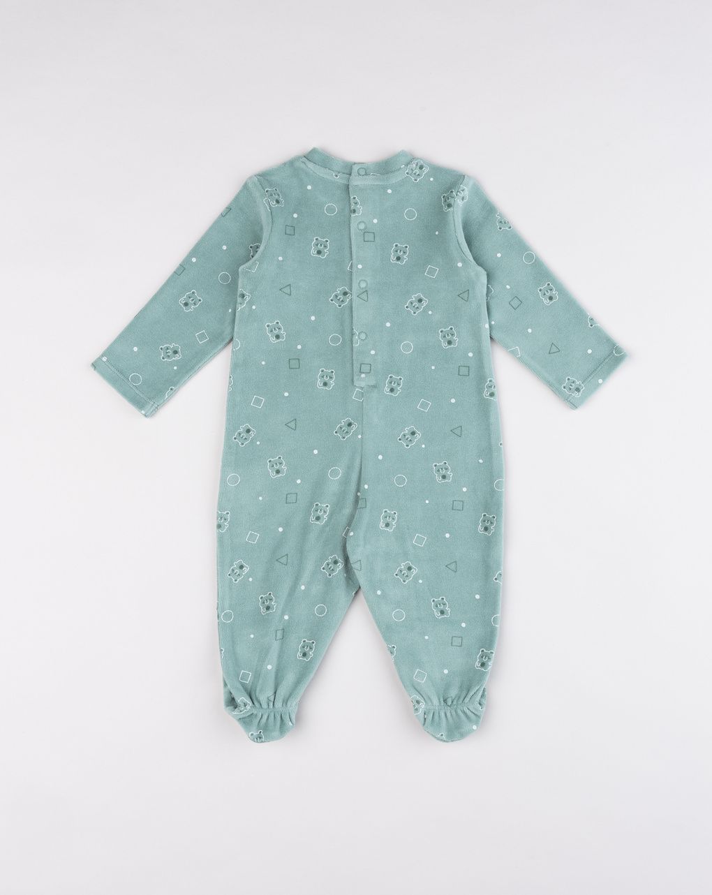 Tutina ciniglia con piedi bimbo verde "orsetti"