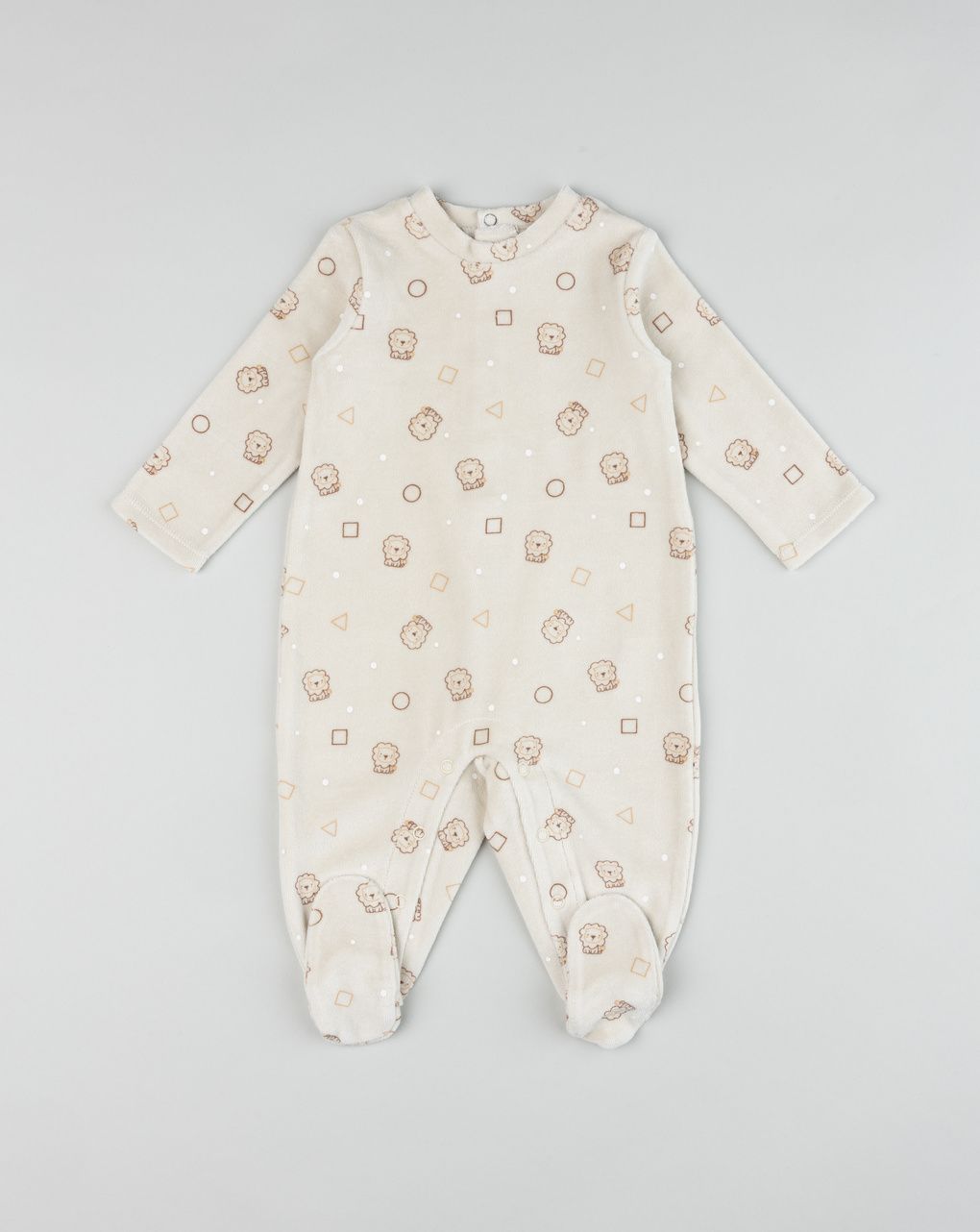 Tutina ciniglia beige neonato leoncini all-over