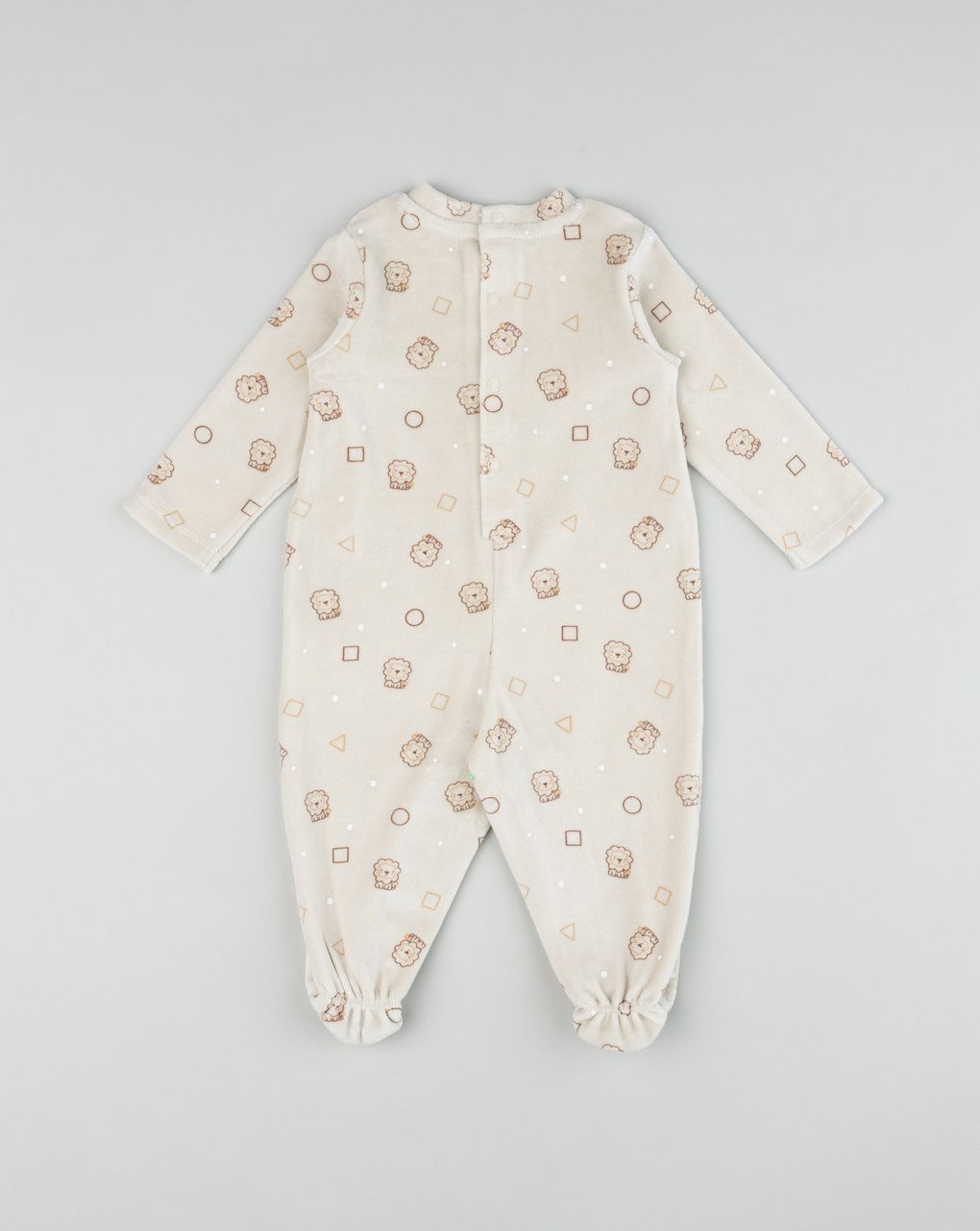 Tutina ciniglia beige neonato leoncini all-over