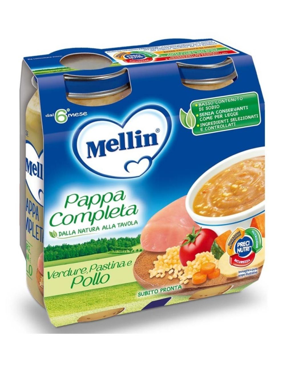 Pappa completa verdure, pastina e pollo 2x250 - mellin