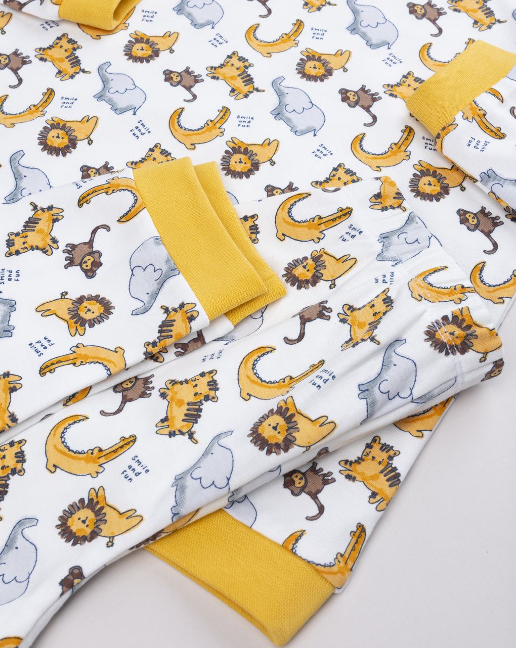 Pigiama bambino bianco e giallo savana