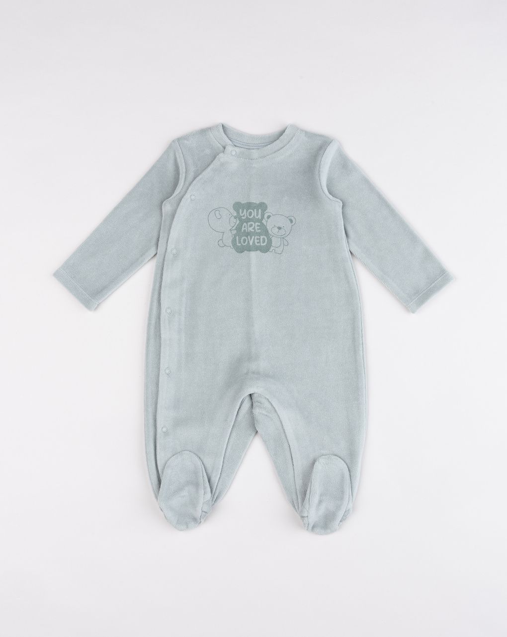 Tutina neonato verde con "teddy geometric"