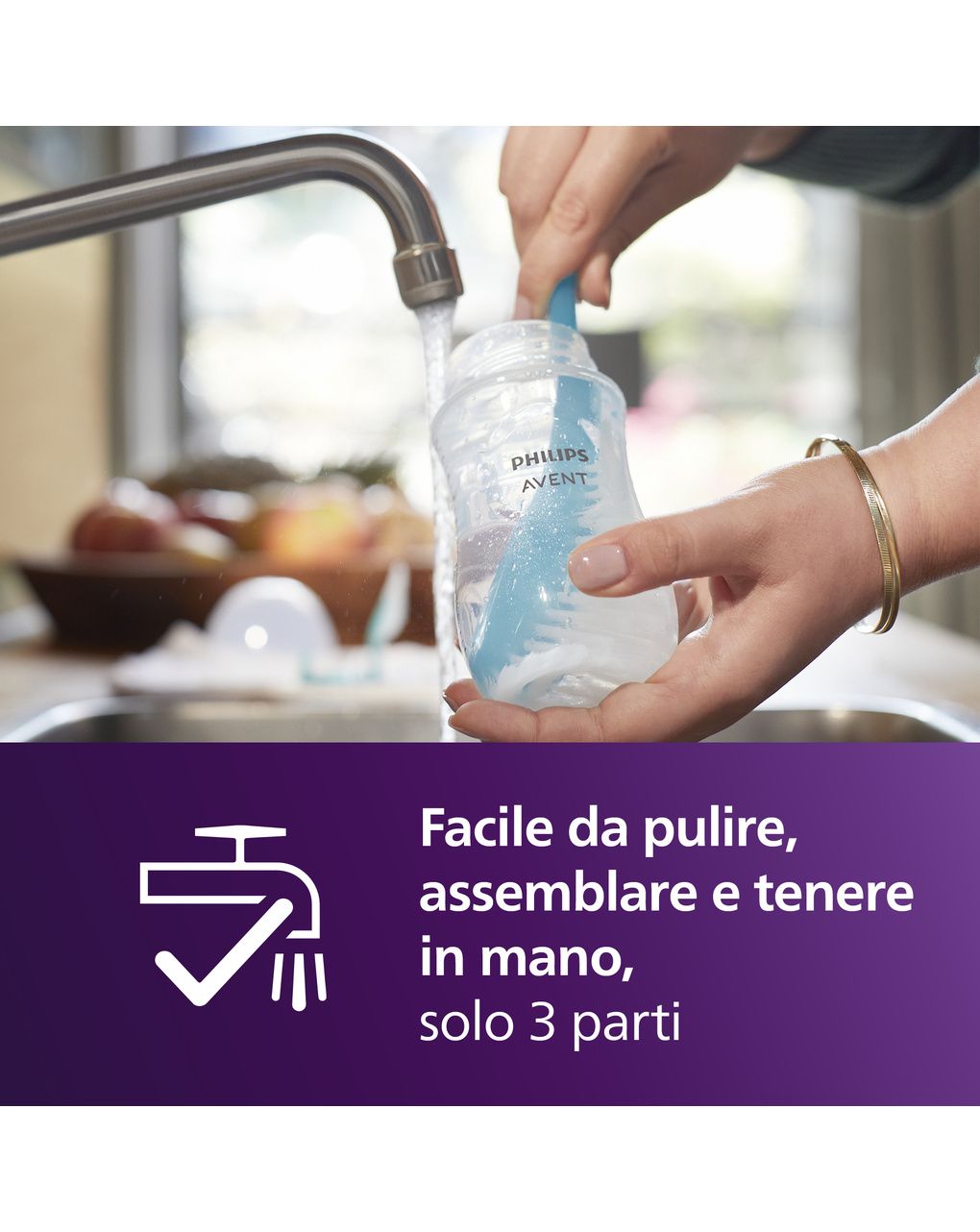 Biberon natural response  tettarella a flusso medio 260ml 3-6 mesi - philips avent