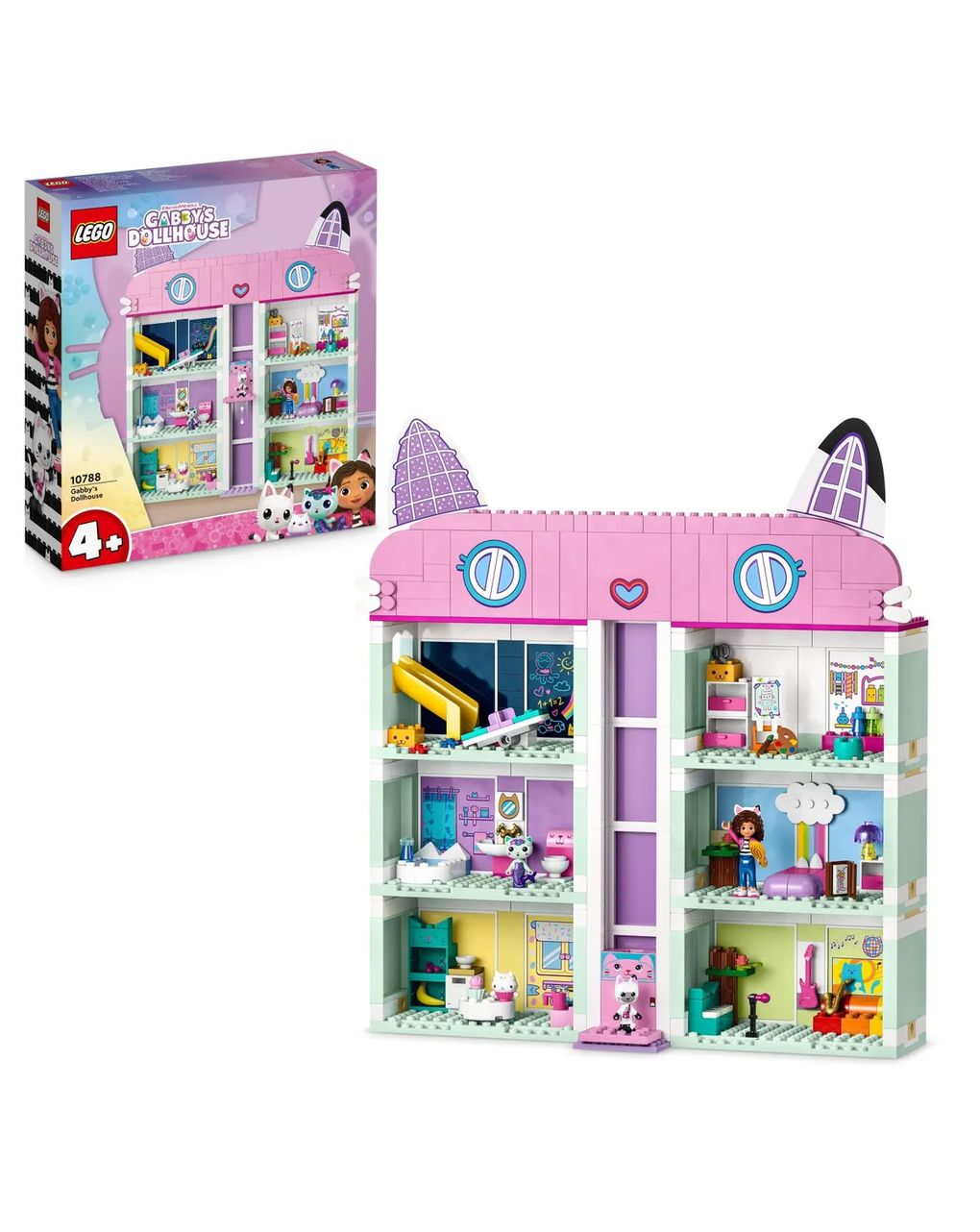 Lego 10788 la casa delle bambole di gabby, casa giocattolo a 4 piani e 8 stanze con i personaggi di gabby, regalo bambini 4+