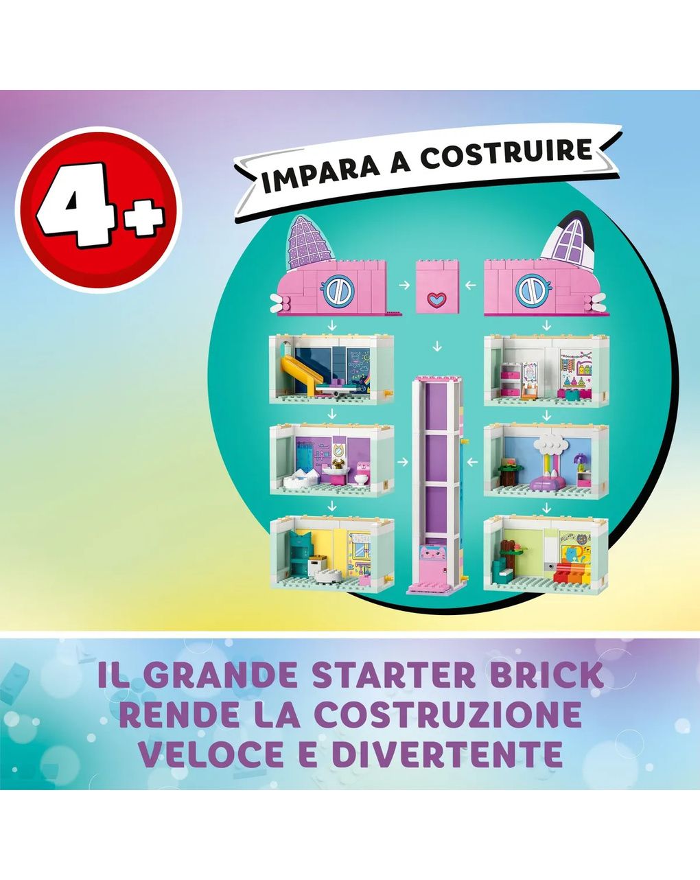 Lego 10788 la casa delle bambole di gabby, casa giocattolo a 4 piani e 8 stanze con i personaggi di gabby, regalo bambini 4+