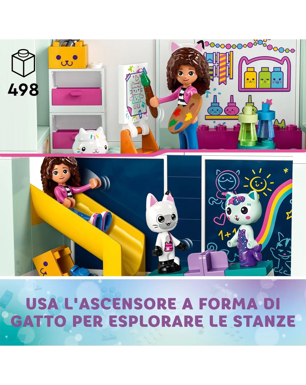 Lego 10788 la casa delle bambole di gabby, casa giocattolo a 4 piani e 8 stanze con i personaggi di gabby, regalo bambini 4+