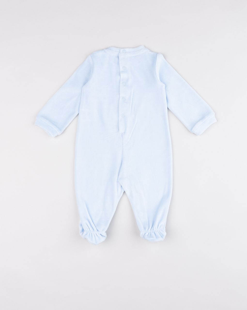 Tutina neonato azzurra in ciniglia draghetto