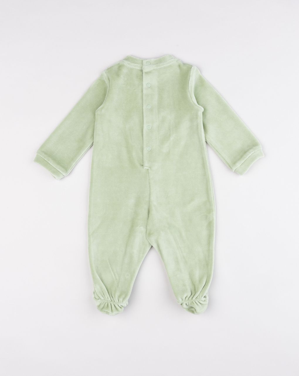 Tutina neonato verde in ciniglia leone