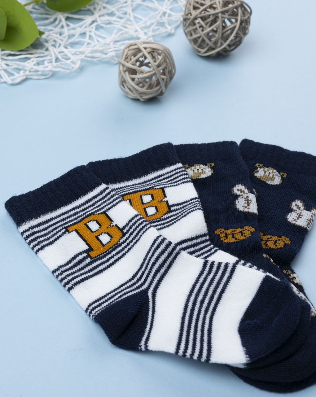 Pack 2 calze bimbo caldo cotone "baseball"