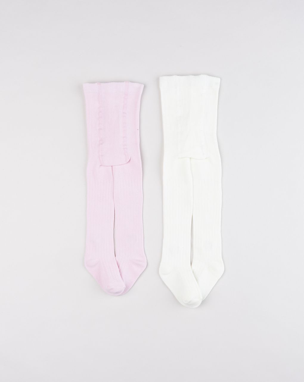 Collant bimba rosa e panna con ricamo