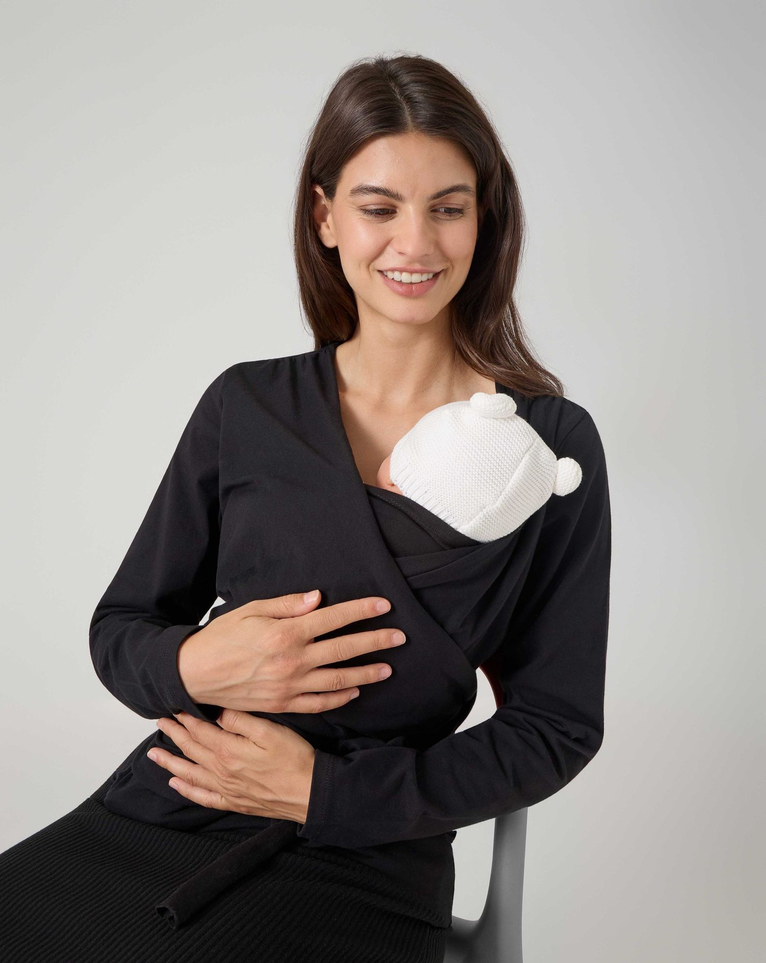 T-shirt allattamento all skin to skin nero
