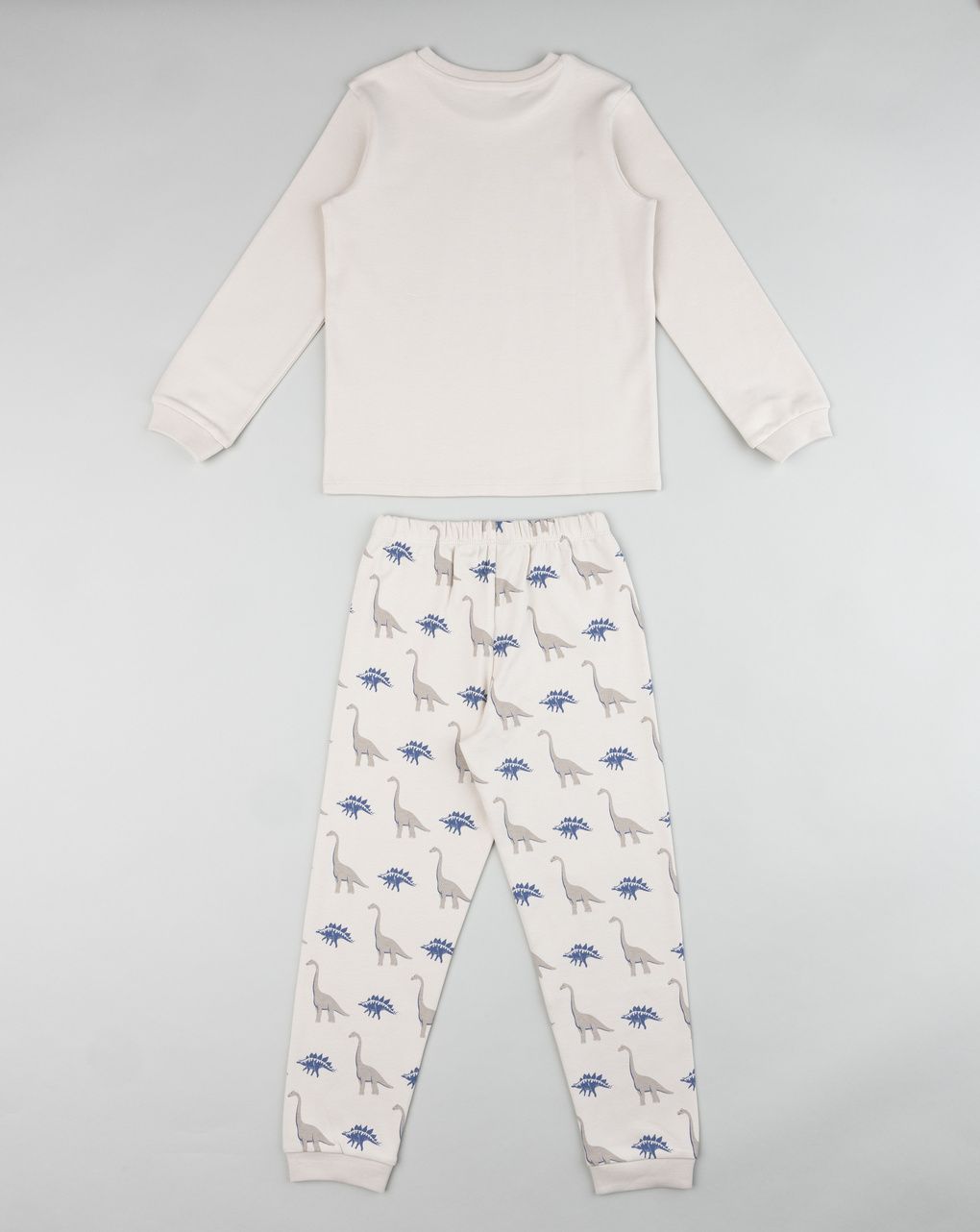 Pigiama 2 pezzi interlock bimbo beige/blu dinosauri