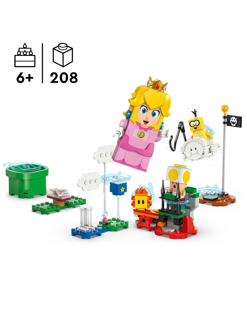 Lego super mario 71441 avventure di lego peach interattiva, giocattolo con personaggi e principessa nintendo per bambini 6+