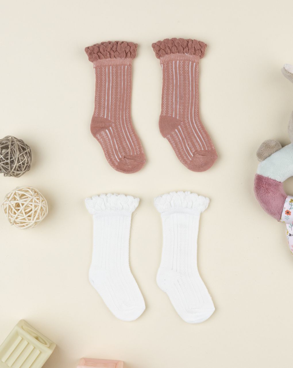 Pack 2 calze bimba soft cotton rosa/bianco