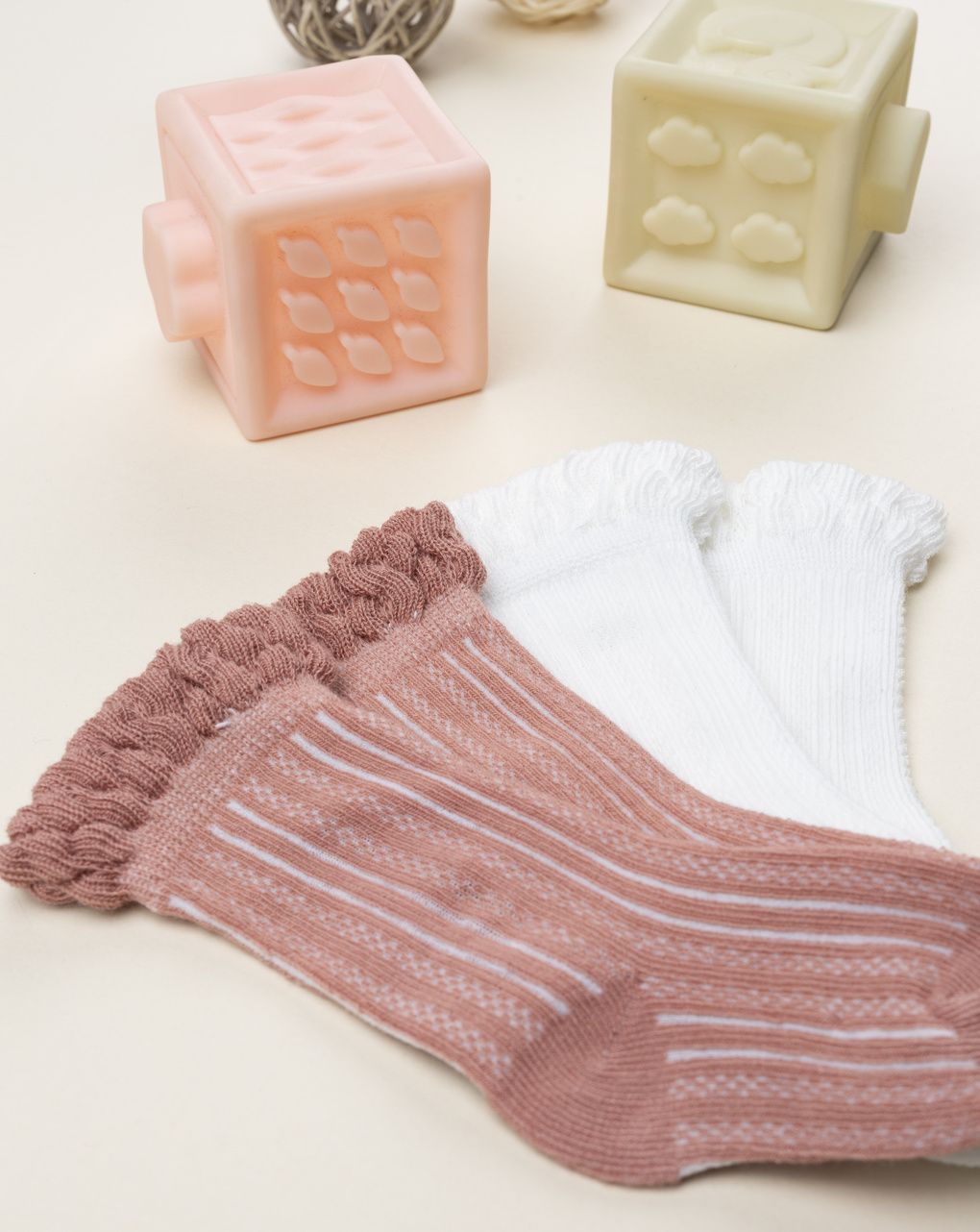 Pack 2 calze bimba soft cotton rosa/bianco