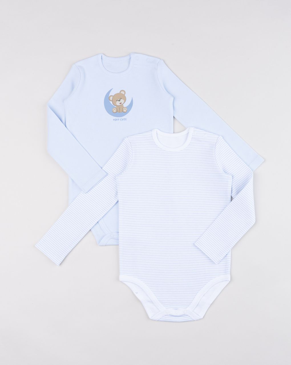 Pack 2 body bimbo azzurri manica lunga orsetto