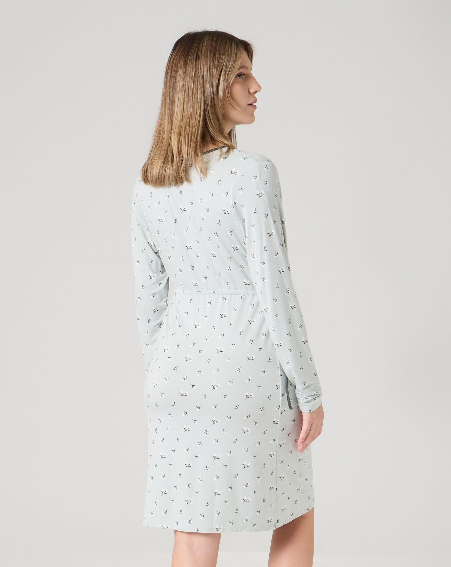 Camicia da notte allattamento fiori a manica lunga verde chiaro