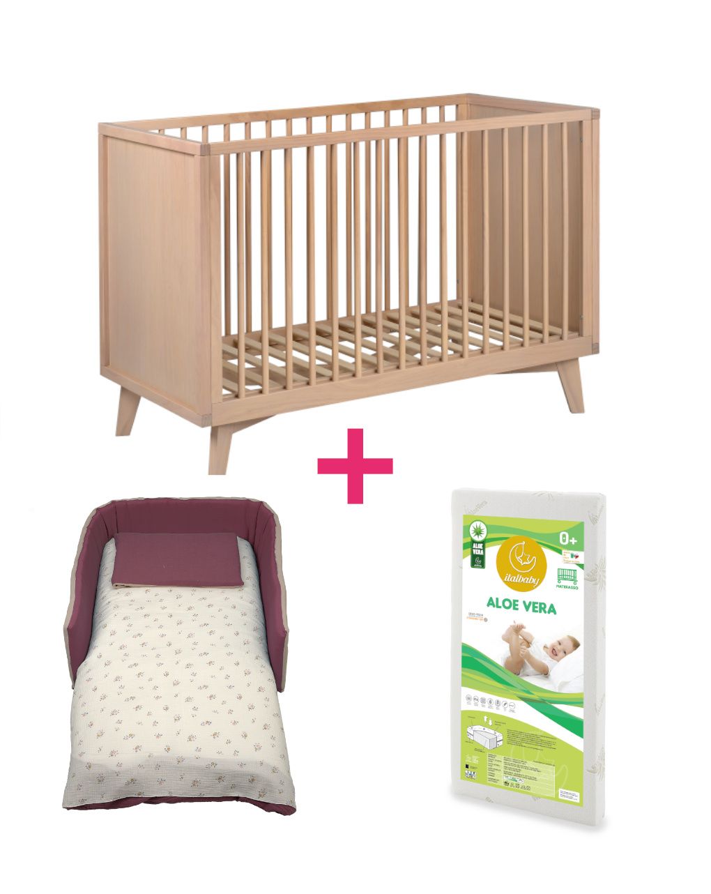 Set 1stclass 3 pz rosa del deserto -letto+materasso+piumone - italbaby