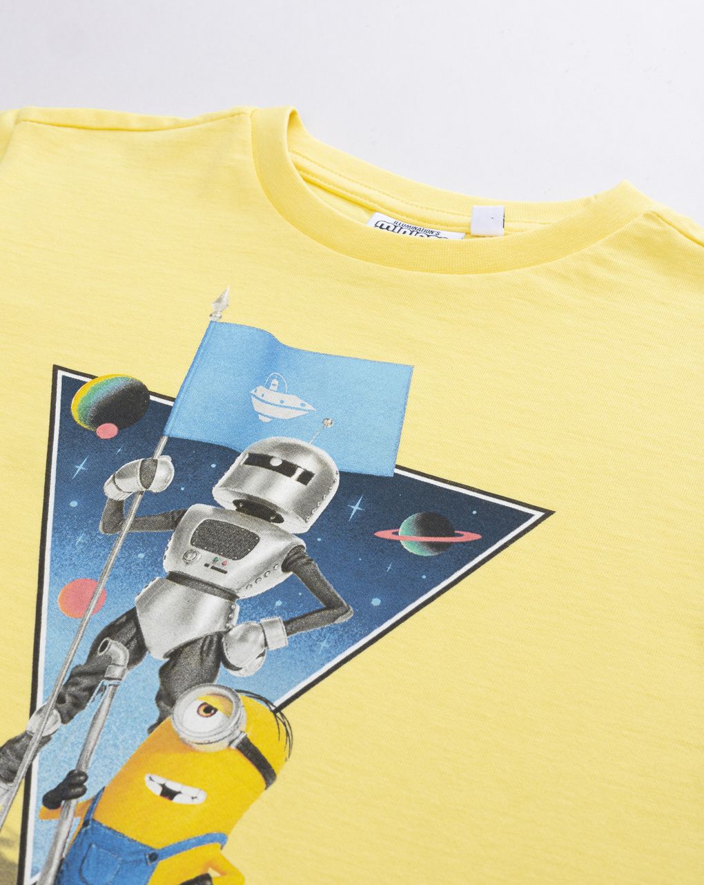 T-shirt bambino gialla con grafica minions  "earthling"